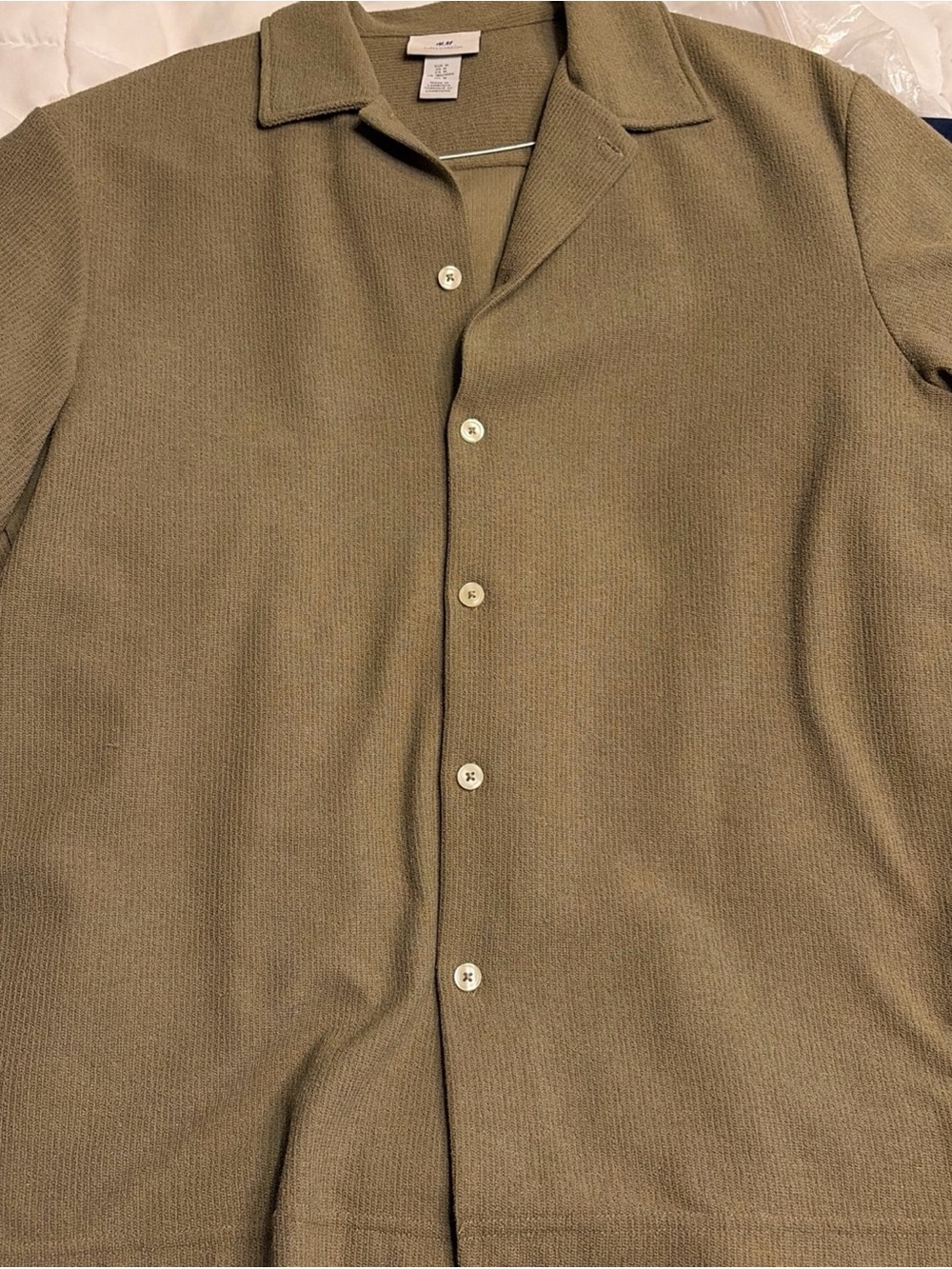 H&M Khaki Button-Up Knit Top